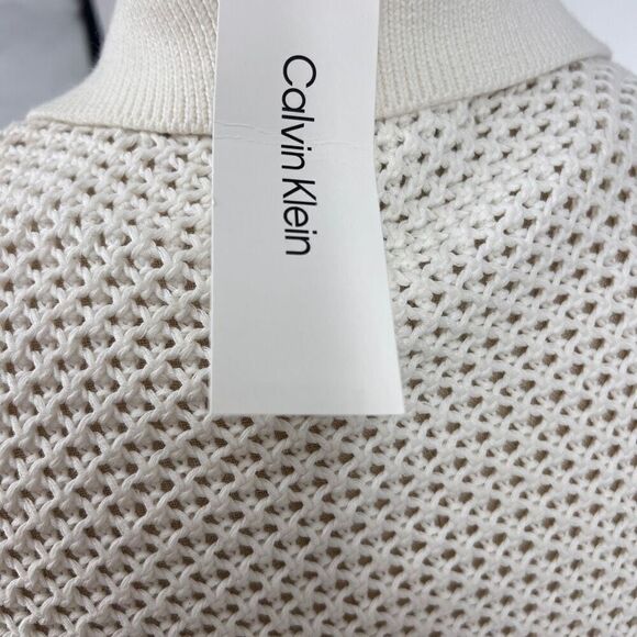 Calvin Klein Size Medium Ivory 100% Cotton Open Weave Sweater Preppy‎ - Picture 6 of 6